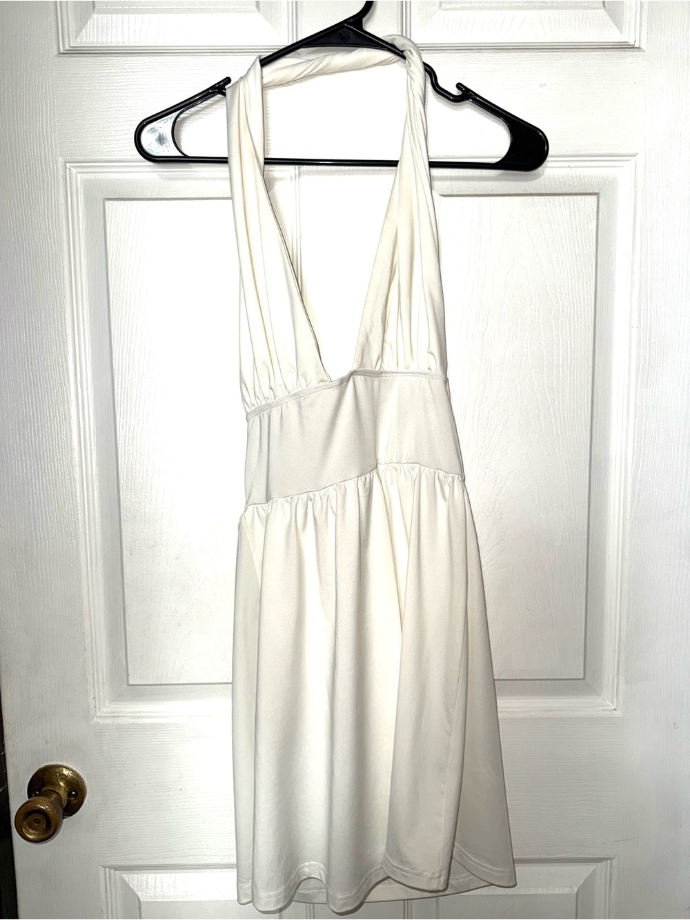 White Halter V-Neck Summer Dress